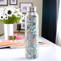 UMAI Steel & Blue Single Stainless Steel Printed Water Bottle-13