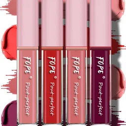 FOPE Set Of 4 Pout Perfect Lightweight Liquid Lipstick - 4 ml Each - 02 - 04 - 06 - 12-10