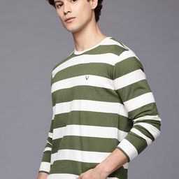 Allen Solly Men Striped Pure Cotton Slim Fit T-shirt-image-68