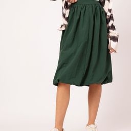 DressBerry Voluminous Vibe Gathered Balloon Midi Skirt-image-5