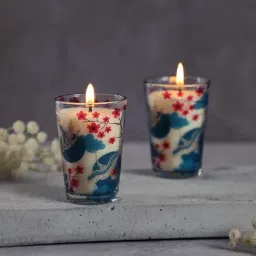 India Circus Blue Glass Aerial Moments Conical Candle Votive - Set of 2-image-23