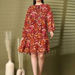 Melon By plusS Rust Printed A-Line Dress-picture-18