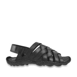 Da Vinchi by Metro Men's Black Cross Strap Sandals-image-2