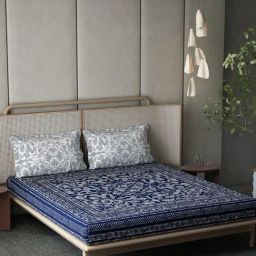 DDecor Ethnic Blue 136 TC Cotton King Bed Sheet With 2 Pillow Covers-picture-46