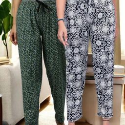 Kryptic Off White & Black Cotton Relaxed Fit Printed Lounge Pants - Pack of 2-image-81