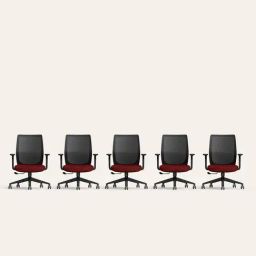 Godrej Interio Curv Mesh Office Executive Chair Red, Set of 5, Optional Installation Available image 2