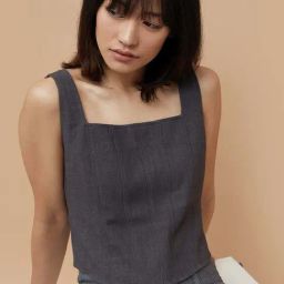 Ginger by Lifestyle Grey Plain Crop Top-image-82