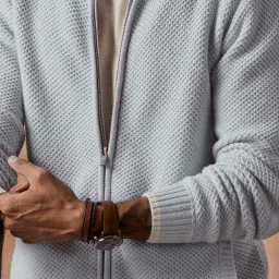 Andamen Grey Cotton Regular Fit Self Pattern Jacket image 3