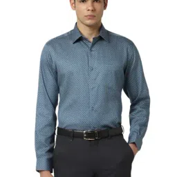 Van Heusen Blue Cotton Regular Fit Printed Shirt-picture-45