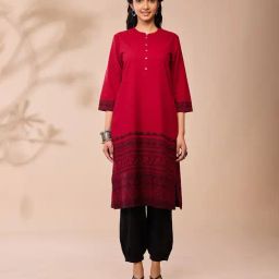 Daali Maroon Cotton Regular Fit Printed Kurtas-image-91