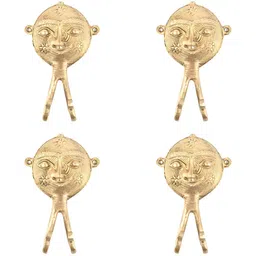 IndianShelf Gold Toned 4 Pieces Textured Ceramic Wall Hooks-image-96