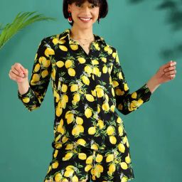 KASSUALLY Black & Yellow Printed Shirt-image-57