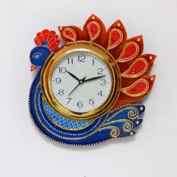 eCraftIndia Handcrafted Papier-Mache Peacock Wall Clock-image-49