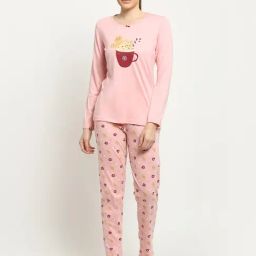 Kanvin Pink Printed Top With Pyjamas-image-54