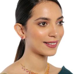 Zaveri Pearls Pink Cubic Zirconia Contemporary Design Necklace & Earring Set-ZPFK8980-image-39