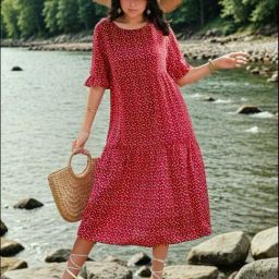 Kotty Pink Printed A-Line Dress-picture-15