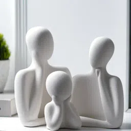 The Artment Beige Resin Abstract Artifacts Showpieces - Set of 3-picture-18