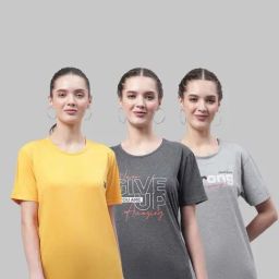 Vimal Jonney Yellow & Grey Cotton Printed Sports T-Shirt - Pack Of 3-image-75