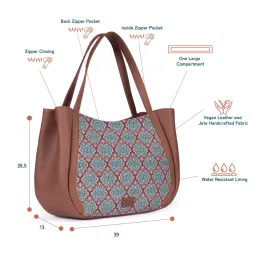 ZOUK Kolkata Nouveau Green Printed Luna Shoulder Bag image 3