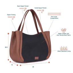 ZOUK Jet Black Black Printed Luna Shoulder Bag image 3