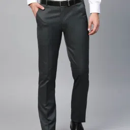ManQ Dark Grey Slim Fit Flat Front Trousers-image-87