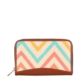 ZOUK Beige Printed Zip Around Wallet for Women-25