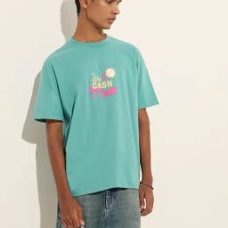 Nuon by Westside Teal Text Design Relaxed-Fit Cotton T-Shirt-image-4