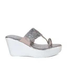 Inc 5 Women's Gun Metal Toe Ring Wedges-image-42