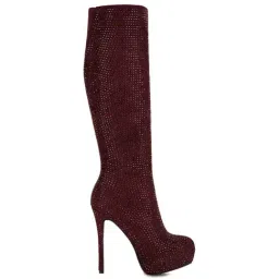 London Rag Women's Burgundy Stiletto Booties-image-79