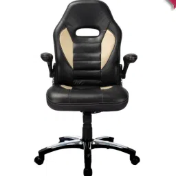 Adiko Systems Cream & Black High Back Slim Designer Chair-58