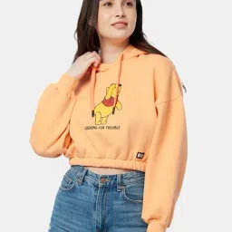 The Souled Store Orange Winnie The Pooh: Looking For Trouble Printed Oversized Hoodie-image-5