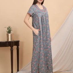 Sweet Dreams Grey Cotton Printed Nighty-image-101