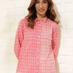 Fabindia Pink Cotton Printed Shirt-image-84