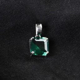 Clara 925 Silver Platinum Plated Swiss Zircon Green Octagon Pendant Without Chain-image-2