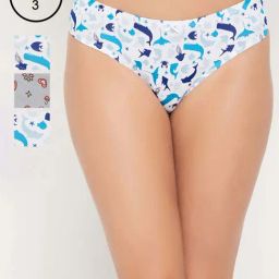 Clovia Cotton Pack of 3 Low Waist Printed Thong with Inner Elastic-image-73