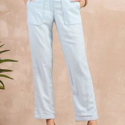 First Resort By Ramola Bachchan Sky Blue Eco-Chic Vogue Herringbone Straight Trouser-picture-48
