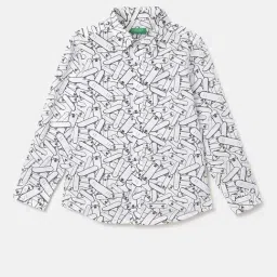 United Colors of Benetton Kids White Printed Full Sleeves Shirt-picture-35