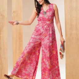 Globus Pink & White Printed Jumpsuit-picture-31