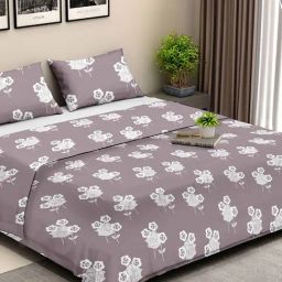 Ariana Rome Floral Lavender 210 TC Cotton Super king Bedsheet with 2 Pillow Covers-picture-44