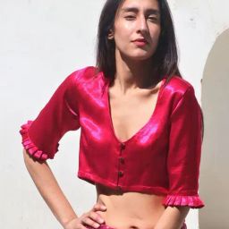 Chidiyaa Rani Mashru Silk Blouse-image-9