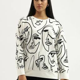 United Colors of Benetton White Cotton Printed Sweatshirt-image-97