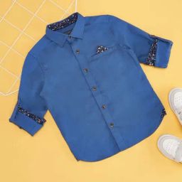 Pantaloons Junior Boys Amparo Blue Cotton Over Dyed Full Sleeves Shirts-image-64