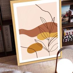 Art Street Boho Abstract Shape And Leaf Wall Art Painting-35