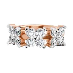 Sparkles Rose Gold Lab Grown 12 Diamond 14KT 1.19ct Floral Ring For Women-image-28
