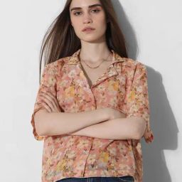 Only Pink Floral Print Crop Shirt-image-74