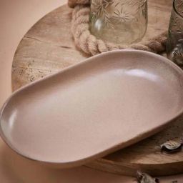 Fabindia Ayira Beige Ceramic Large Oval Platter-image-32