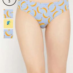 Clovia Cotton Pack of 3 Low Waist Printed Thong with Inner Elastic-11