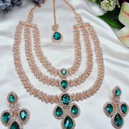 VATSALYA creation Rose Gold-Plated Artificial Stones Alloy Jewellery Set-image-86