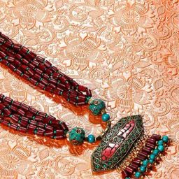 Imli Street Maroon Long Beaded Handcrafted Necklace-32