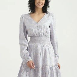 United Colors of Benetton Purple Printed A-Line Dress-image-92